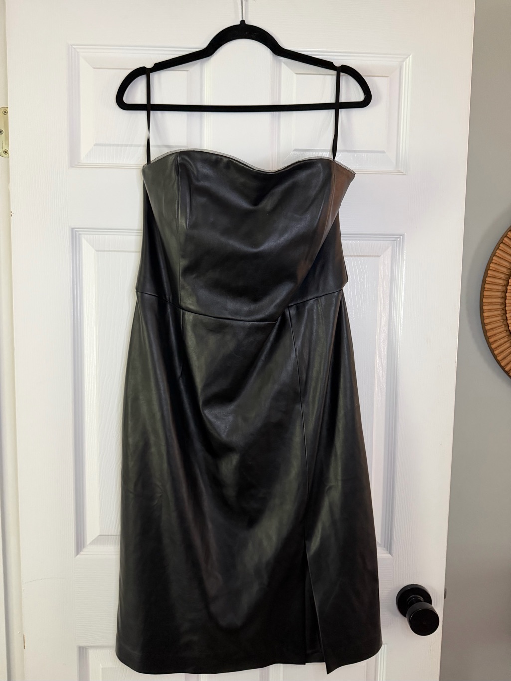 Black Faux Leather Strapless Dress - White House Black Market